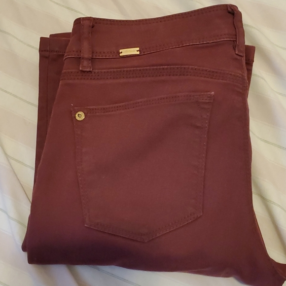 Zara Burgandy Skinny Jeggings W/ Rose Gold Details - Picture 3 of 8